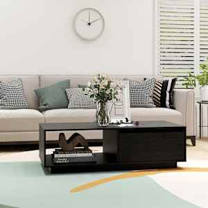 vidaXL Salongbord 110x50x33,5 cm heltre furu svart