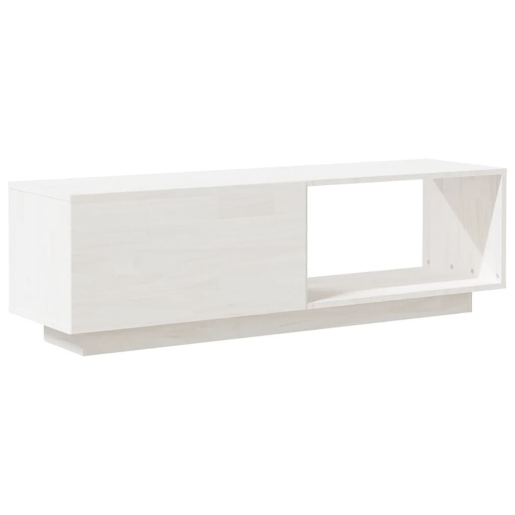 Meuble TV Blanc 110x30x33,5 cm Bois de pin massif | meublestv.fr 7