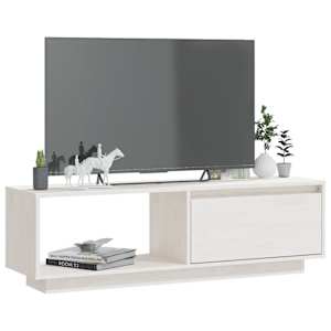 TV stolek bílý 110 x 30 x 33,5 cm masivní borové dřevo - obrázek 3