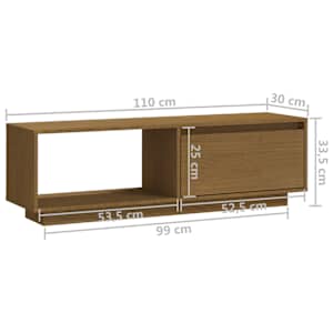 TV stolek medově hnědý 110 x 30 x 33,5 cm masivní borové dřevo - obrázek 10