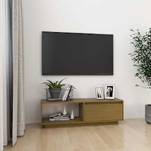 TV stolek medově hnědý 110 x 30 x 33,5 cm masivní borové dřevo - obrázek 1