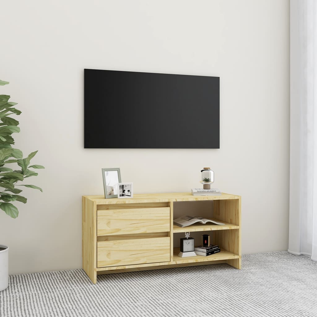 Tömör fenyőfa TV-szekrény 80 x 31 x 39 cm 