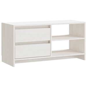 TV stolek bílý 80 x 31 x 39 cm masivní borové dřevo - obrázek 2