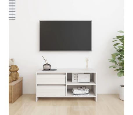 vidaXL TV-benk 80x31x39 cm heltre furu hvit