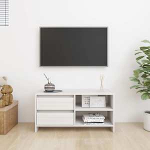 TV stolek bílý 80 x 31 x 39 cm masivní borové dřevo - obrázek 3