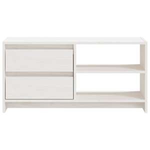 TV stolek bílý 80 x 31 x 39 cm masivní borové dřevo - obrázek 5