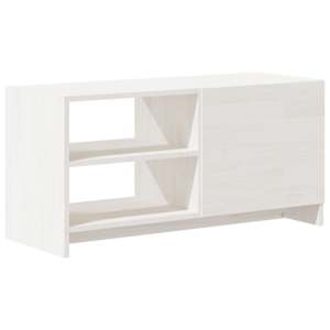 TV stolek bílý 80 x 31 x 39 cm masivní borové dřevo - obrázek 7