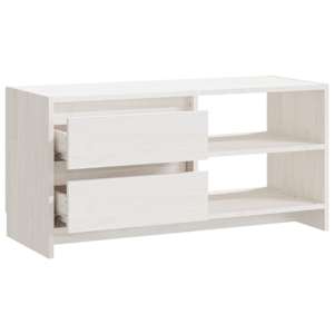 TV stolek bílý 80 x 31 x 39 cm masivní borové dřevo - obrázek 8