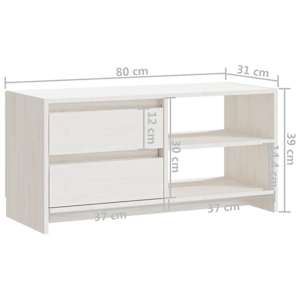 TV stolek bílý 80 x 31 x 39 cm masivní borové dřevo - obrázek 11