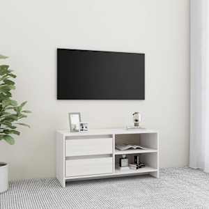 TV stolek bílý 80 x 31 x 39 cm masivní borové dřevo - obrázek 1
