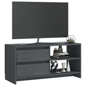 TV stolek šedý 80 x 31 x 39 cm masivní borové dřevo - obrázek 4