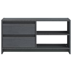 TV stolek šedý 80 x 31 x 39 cm masivní borové dřevo - obrázek 5