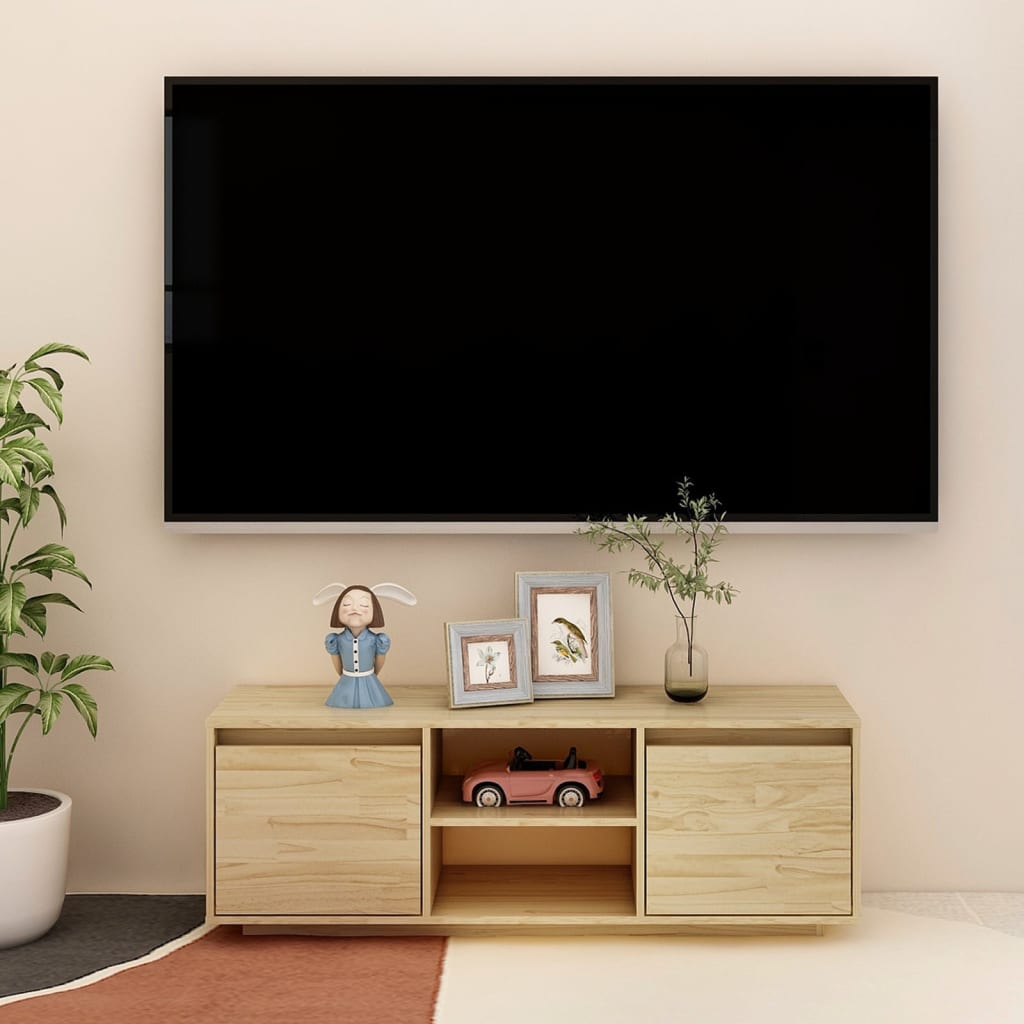 Tömör fenyőfa TV-szekrény 110 x 30 x 40 cm 