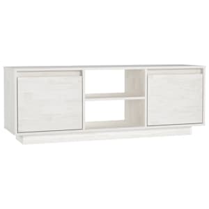 TV stolek bílý 110 x 30 x 40 cm masivní borové dřevo - obrázek 2
