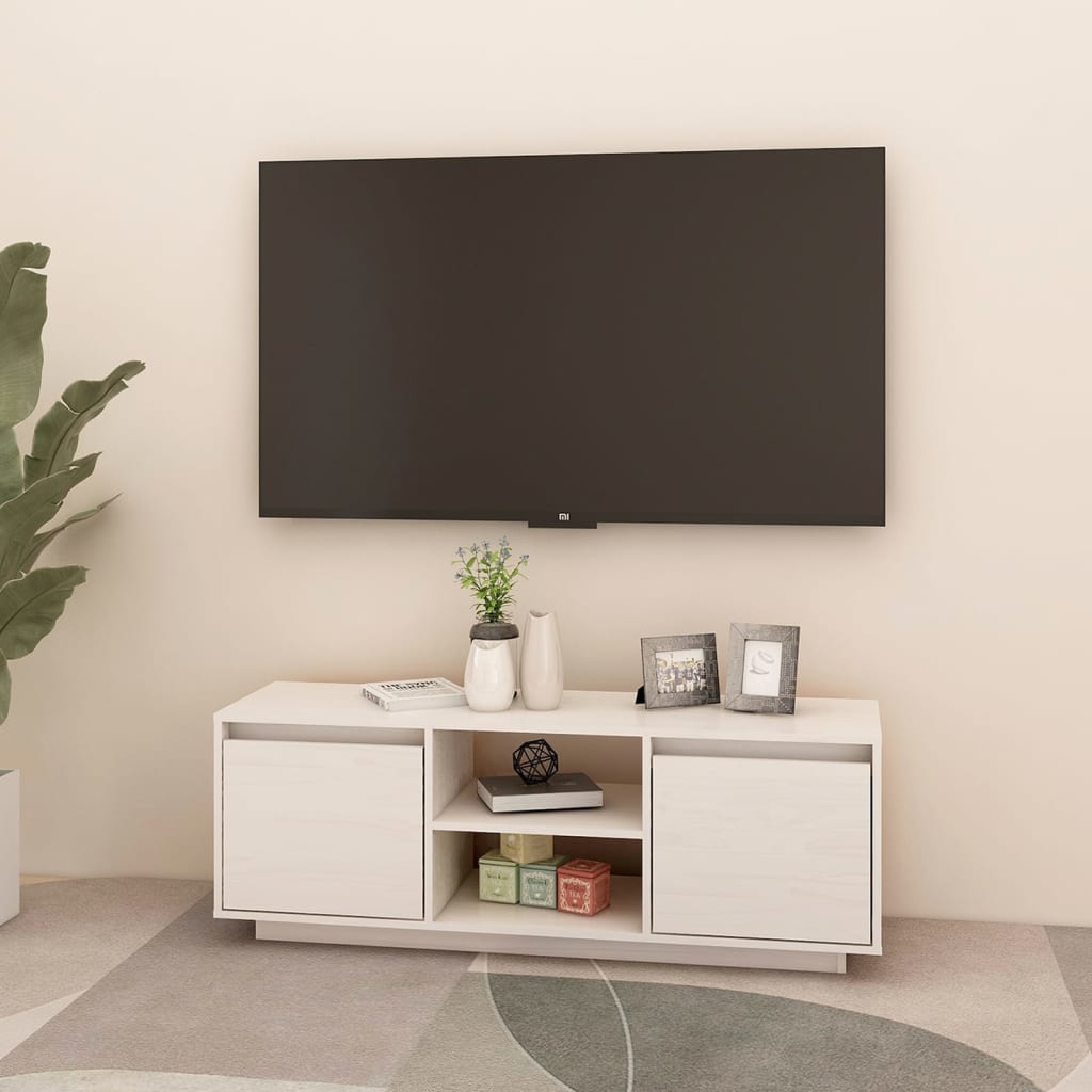 Thumbnail - vidaXL TV-Schrank Weiß 110x30x40 cm Massivholz Kiefer