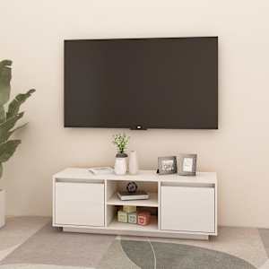 TV stolek bílý 110 x 30 x 40 cm masivní borové dřevo - obrázek 3