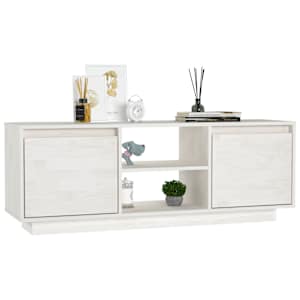TV stolek bílý 110 x 30 x 40 cm masivní borové dřevo - obrázek 4