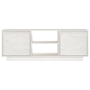 TV stolek bílý 110 x 30 x 40 cm masivní borové dřevo - obrázek 5