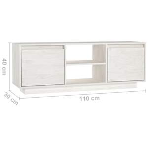 TV stolek bílý 110 x 30 x 40 cm masivní borové dřevo - obrázek 9