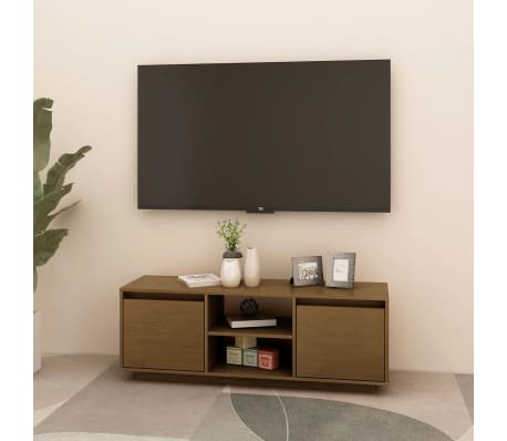 vidaXL Έπιπλο Τηλεόρασης Καφέ Μελί 110x30x40 εκ. από Μασίφ Ξύλο Πεύκου