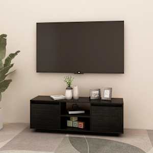 vidaXL Έπιπλο Τηλεόρασης Μαύρο 110 x 30 x 40 εκ. από Μασίφ Ξύλο Πεύκου