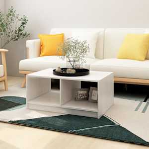 Klubska mizica bela 75x50x33,5 cm trdna borovina