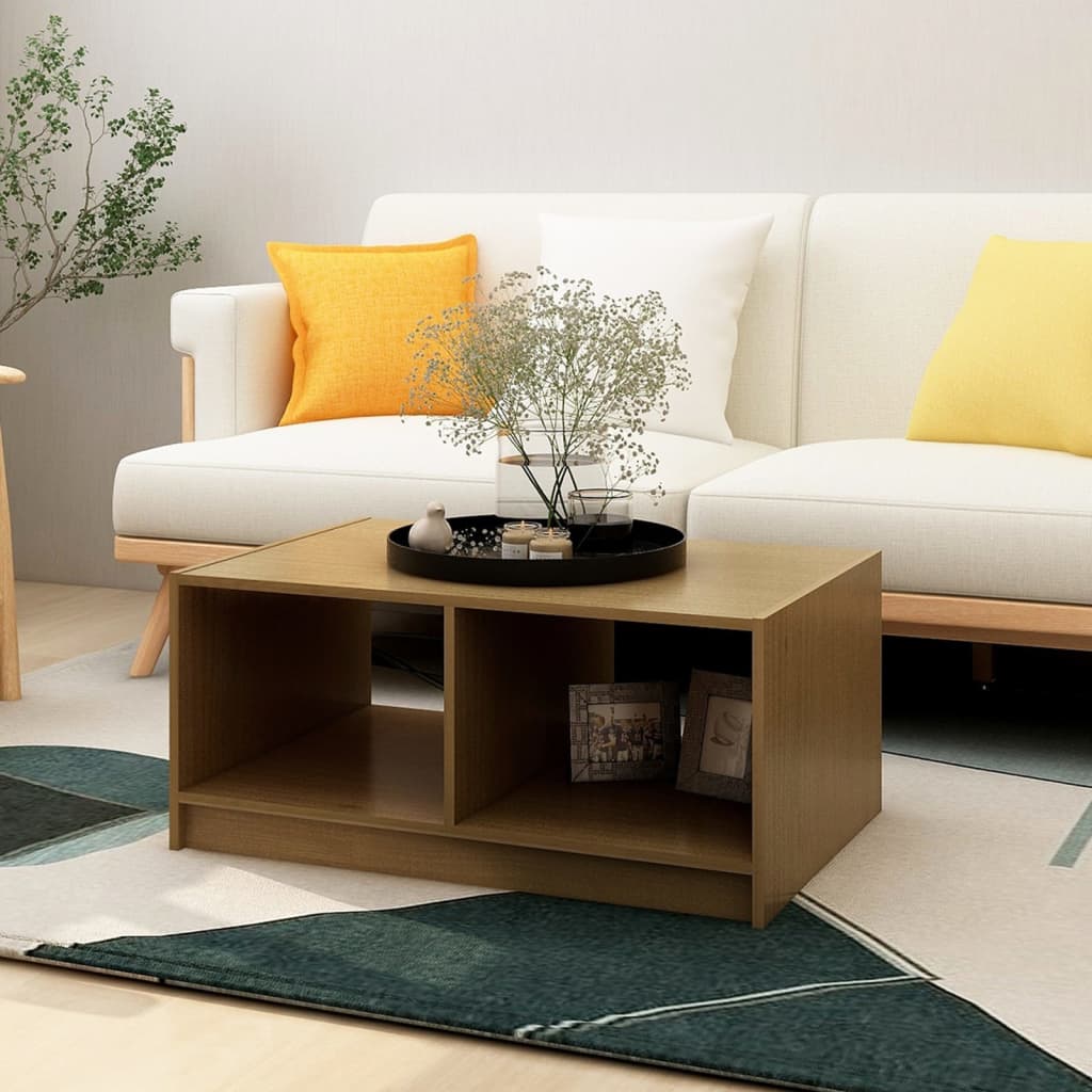 vidaXL sofabord 75x50x33,5 cm massivt fyrretræ gyldenbrun