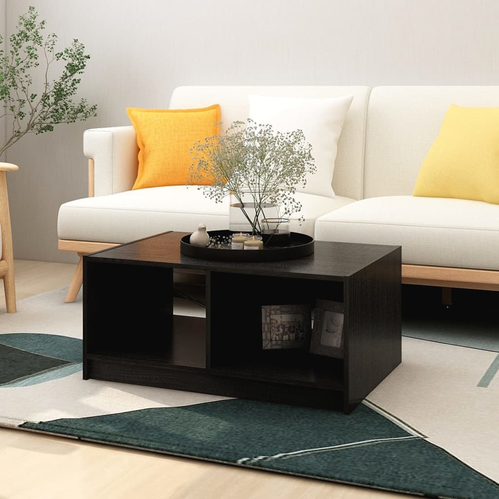 vidaXL sofabord 75x50x33,5 cm massivt fyrretræ sort