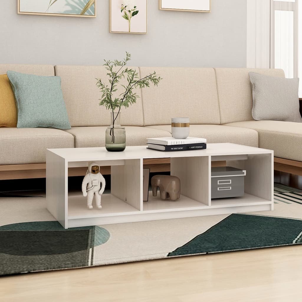 

vidaXL Salontafel 110x50x34 cm massief grenenhout wit