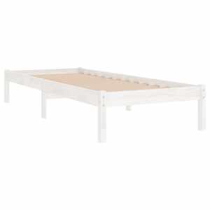 Rám postele bílý masivní dřevo 75 x 190 cm malé jednolůžko - obrázek 3