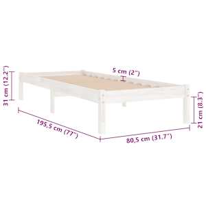 Rám postele bílý masivní dřevo 75 x 190 cm malé jednolůžko - obrázek 8