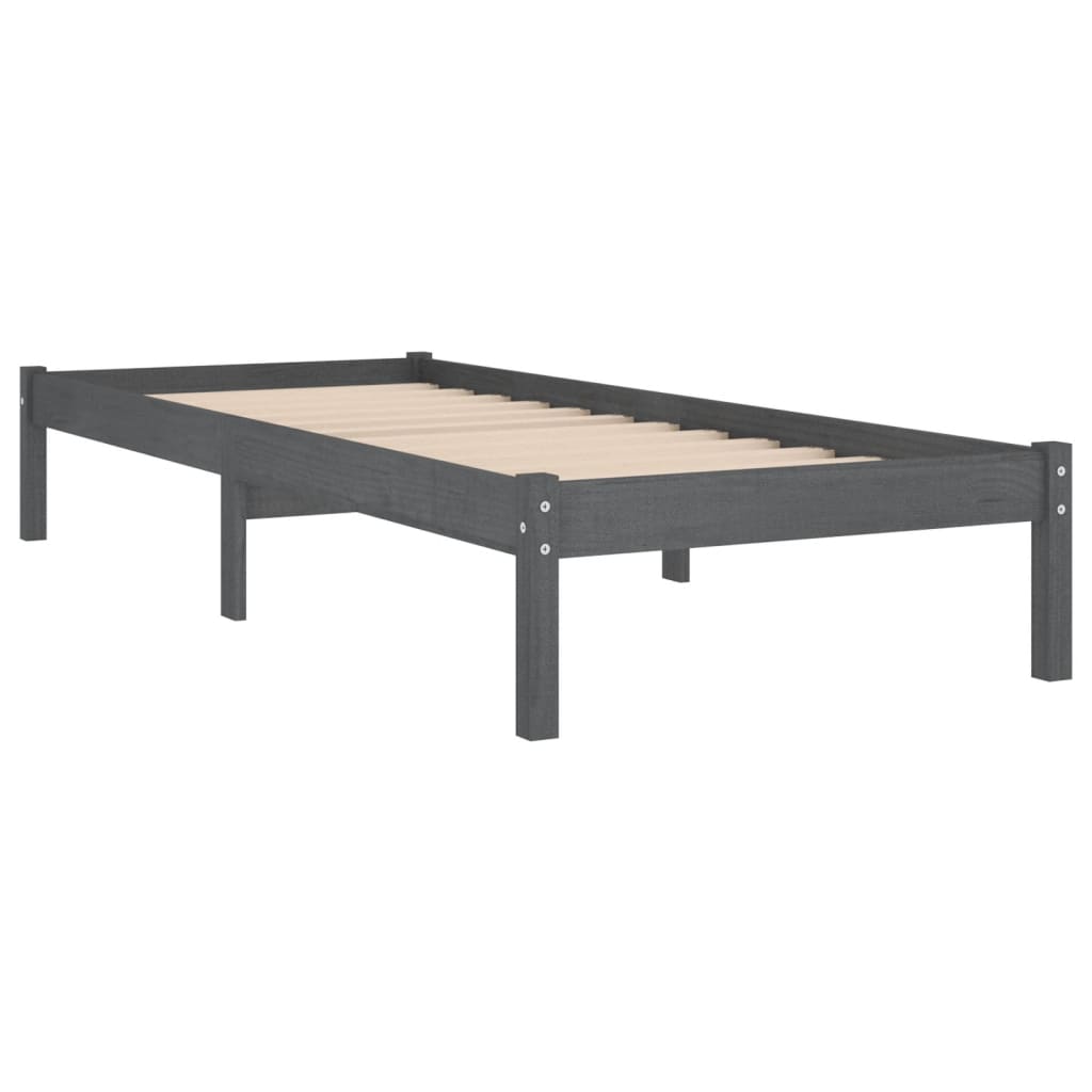 

vidaXL Bedframe massief hout grijs 75x190 cm 2FT6 Small Single