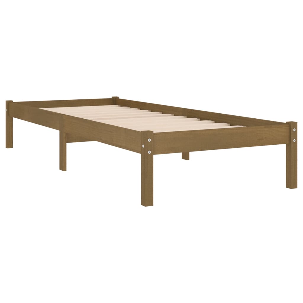 

vidaXL Bedframe massief hout honingbruin 75x190 cm 2FT6 Small Single