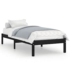 Rám postele černý masivní dřevo 75 x 190 cm malé jednolůžko - obrázek 2