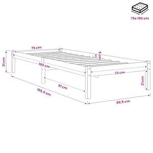 Rám postele černý masivní dřevo 75 x 190 cm malé jednolůžko - obrázek 8