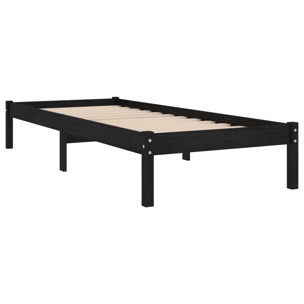 

vidaXL Bedframe massief hout zwart 90x190 cm 3FT Single