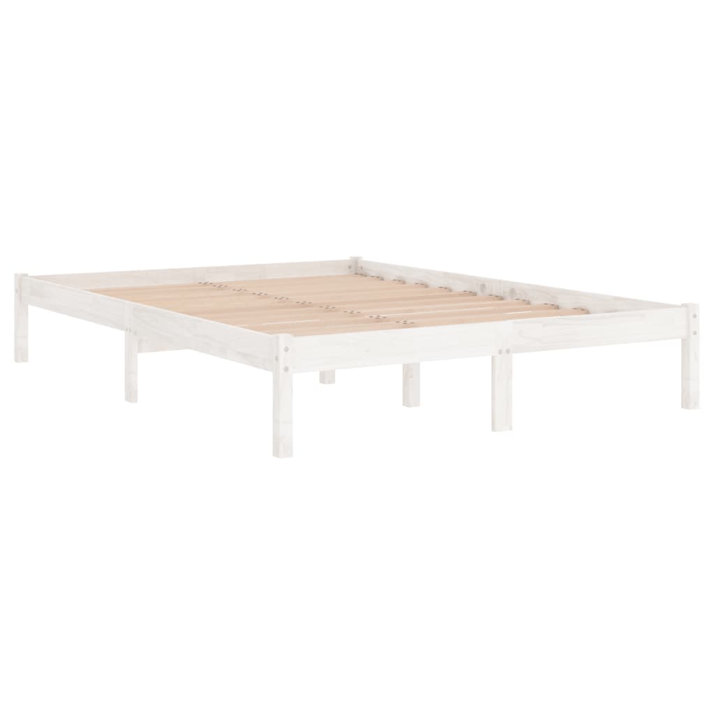 vidaXL Cadru de pat mic dublu, alb, 120x190 cm, lemn masiv