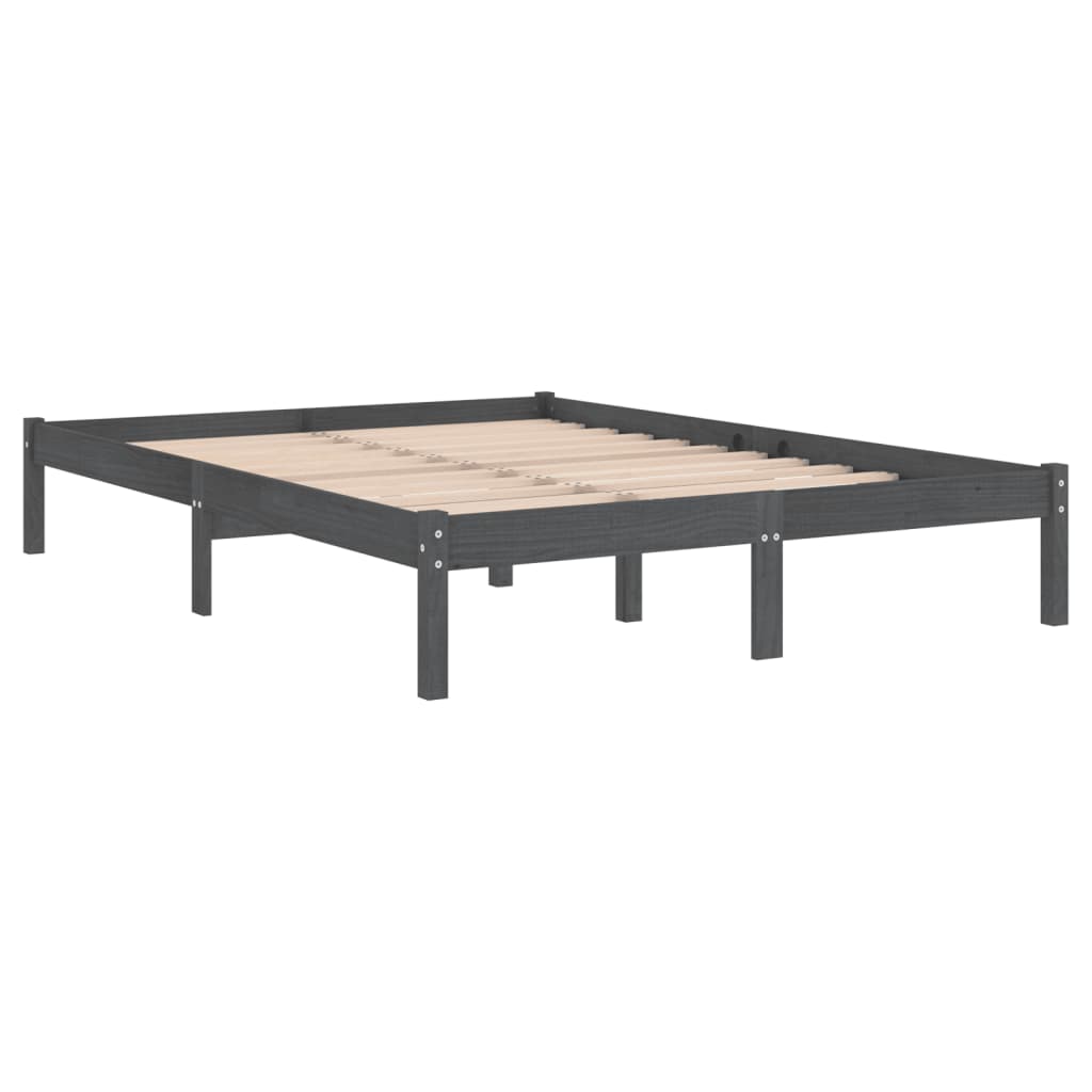 vidaXL sengeramme 120x190 cm Small Double massivt træ grå