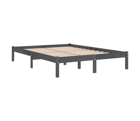 vidaXL Estructura de cama doble pequeña madera maciza gris 120x190 cm