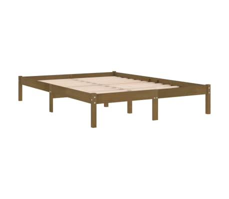 vidaXL Sengeramme honningbrun heltre 135x190 cm Double