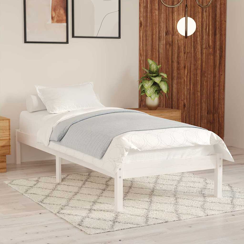 vidaXL Rama ��ka, bia�a, lite drewno sosnowe, 90 x 200 cm