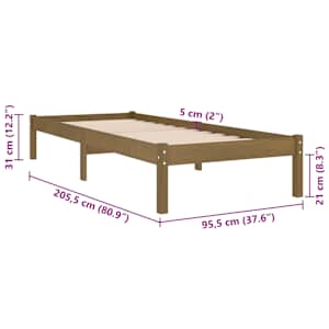 Rám postele medově hnědý masivní borovice 90 x 200 cm - obrázek 8
