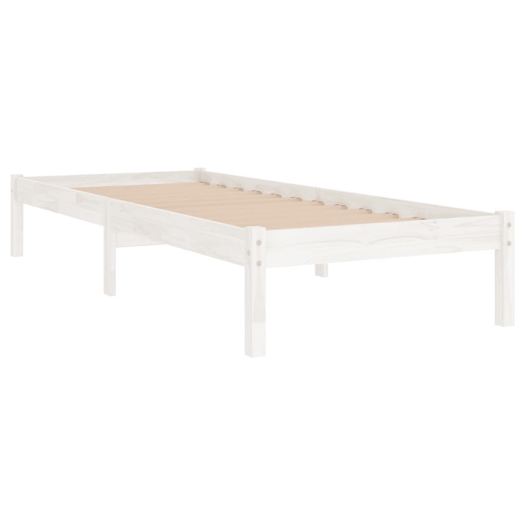 vidaXL Bedframe massief grenenhout wit 100x200 cm afbeelding