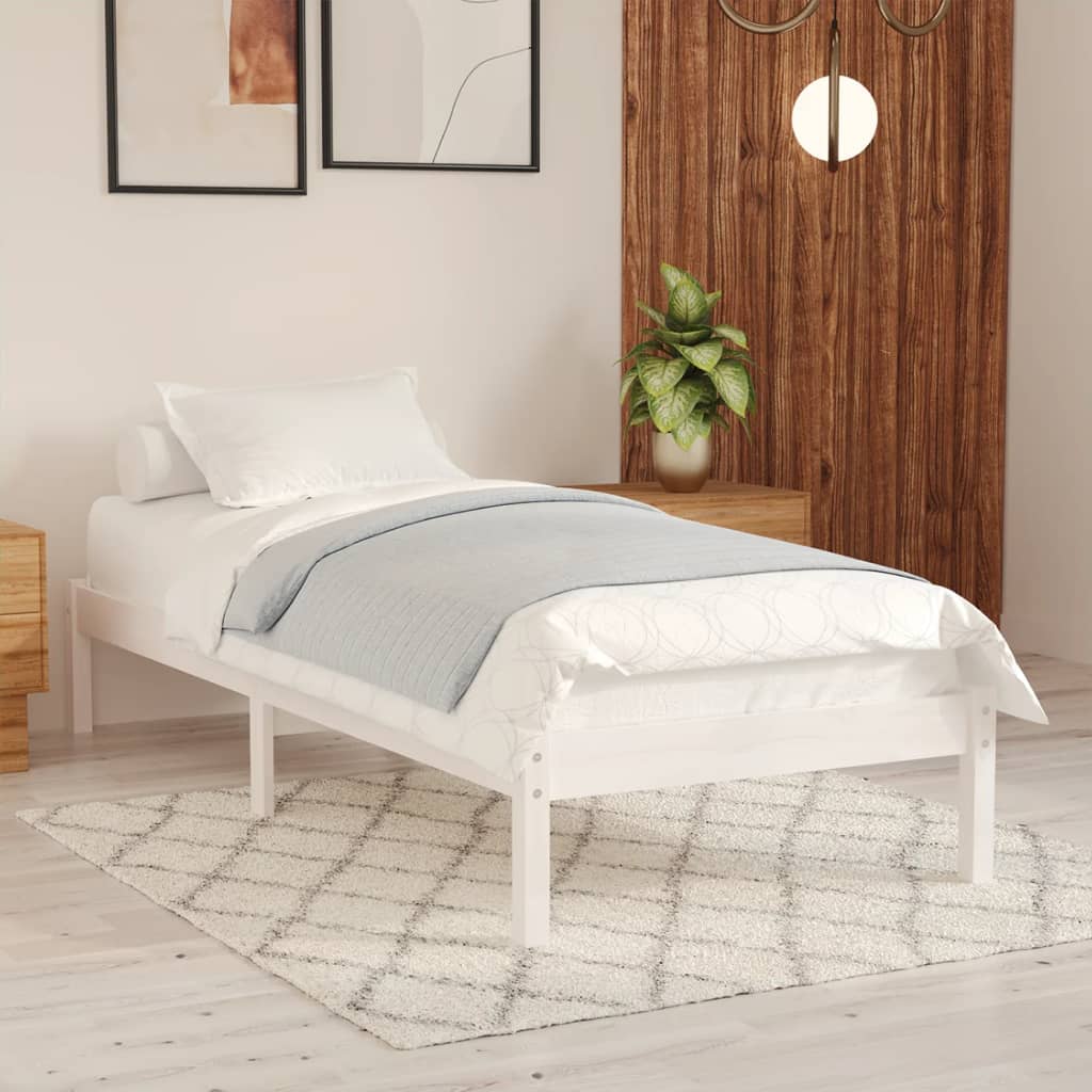 Estructura de cama de madera maciza de pino blanco 100x200 cm