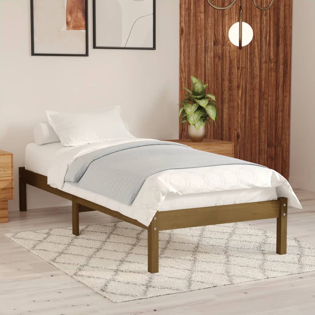 vidaXL Cadru de pat, maro miere, 100×200 cm, lemn masiv de pin vidaXL imagine 2022