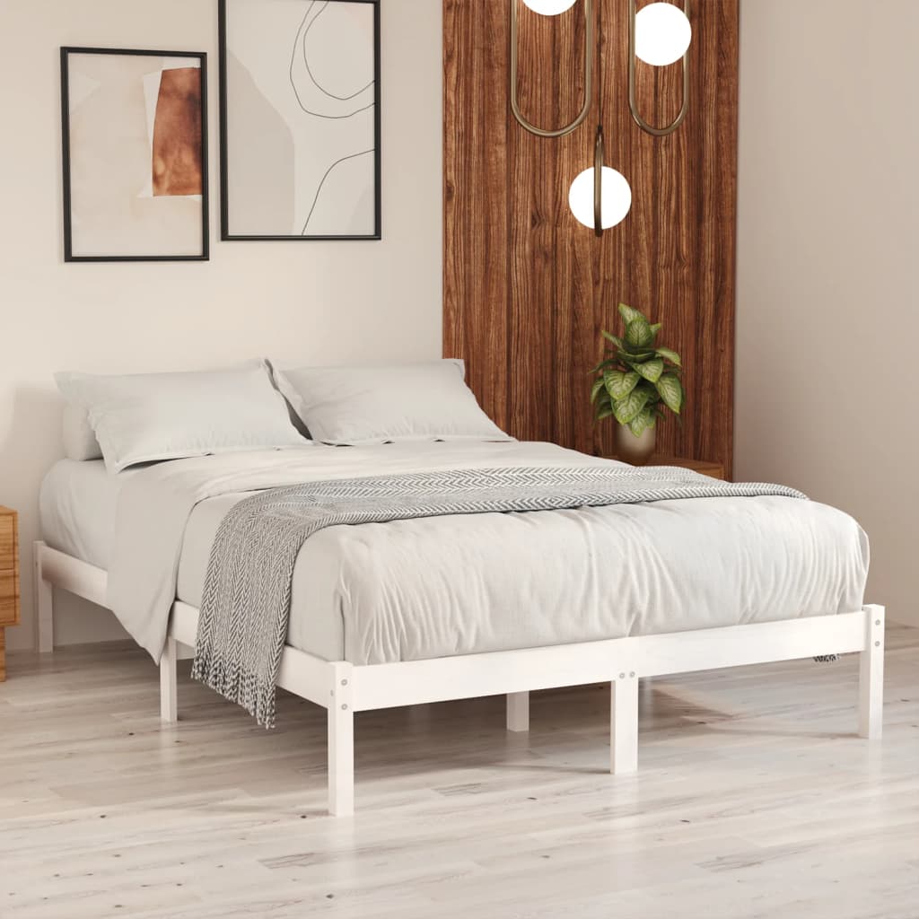 vidaXL Cadru pat, alb, 140x200 cm, lemn masiv de pin