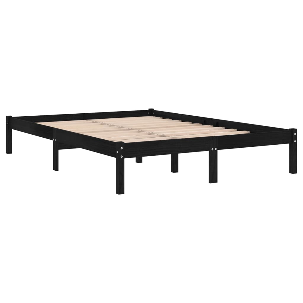 

vidaXL Bedframe massief hout zwart 150x200 cm 5FT King Size