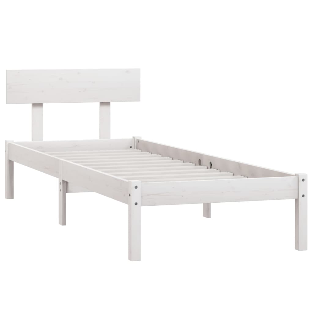 vidaXL Bedframe massief hout wit 75x190 cm afbeelding