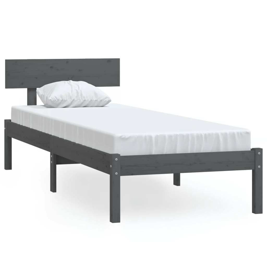 Rám postele šedý masivní borovice 75 x 190 cm UK Small Single