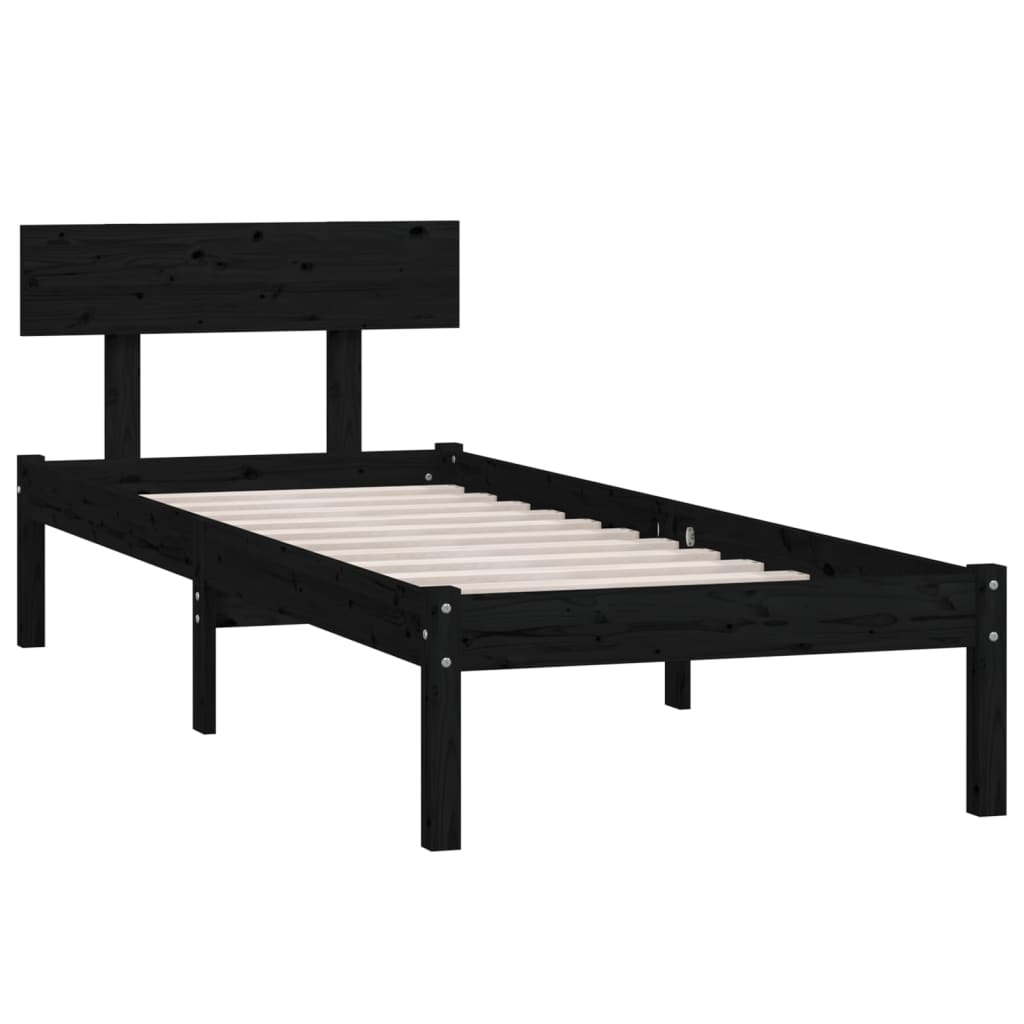 

vidaXL Bedframe massief grenenhout zwart 75x190 cm UK Small Single